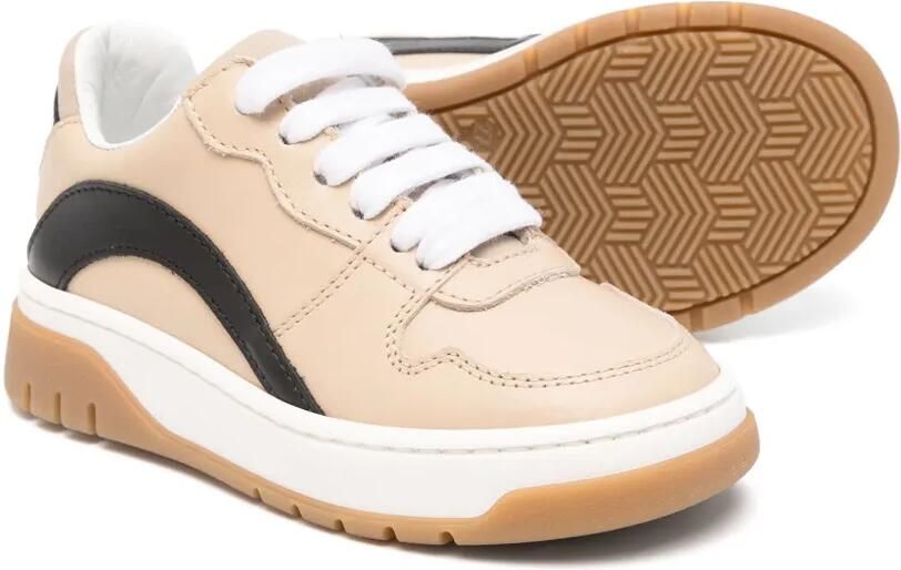 DSQUARED2 KIDS Leren sneakers met logoprint Beige - Foto 3