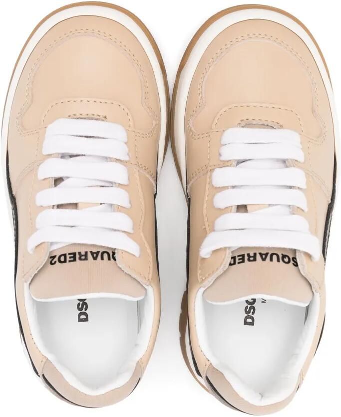 DSQUARED2 KIDS Leren sneakers met logoprint Beige - Foto 2