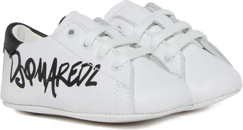 DSQUARED2 KIDS Leren sneakers met logoprint Wit