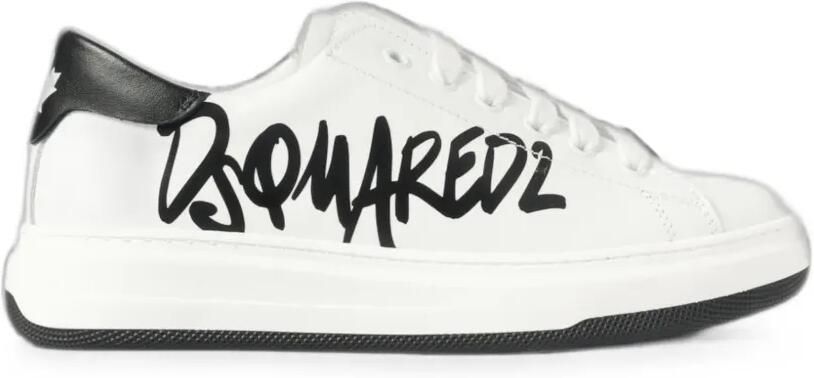DSQUARED2 KIDS Leren sneakers met logoprint Wit