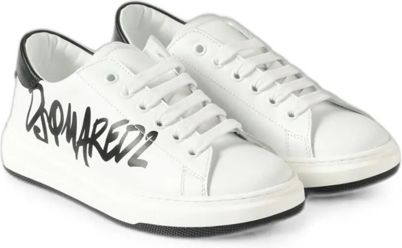 DSQUARED2 KIDS Leren sneakers met logoprint Wit - Foto 3