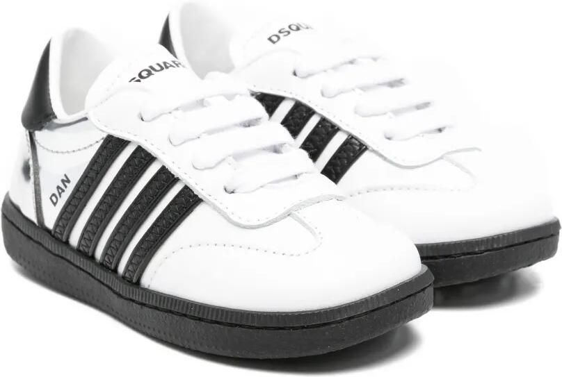 DSQUARED2 KIDS Leren sneakers met streep Wit