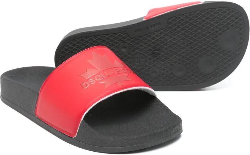 DSQUARED2 KIDS Slippers met esdoornblad-patroon Rood