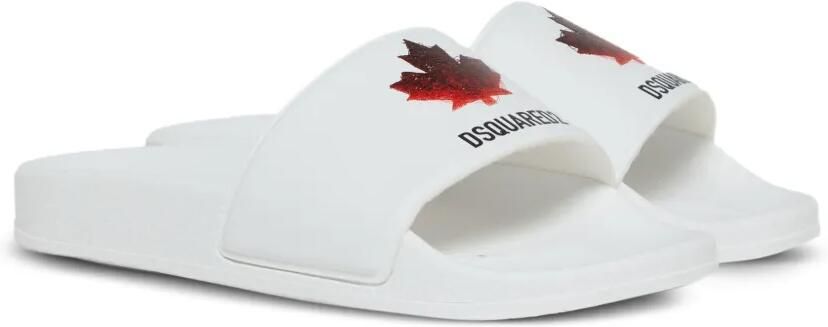 DSQUARED2 KIDS Slippers met esdoornblad Wit