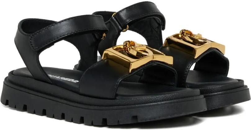DSQUARED2 KIDS Slippers met logo-applicatie Zwart