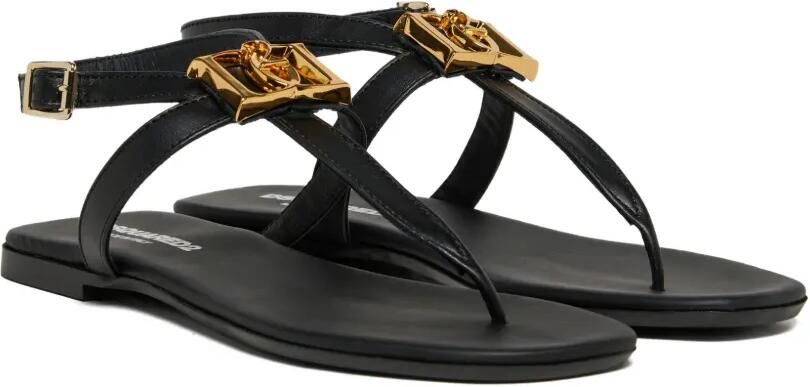 DSQUARED2 KIDS Slippers met logo-applicatie Zwart