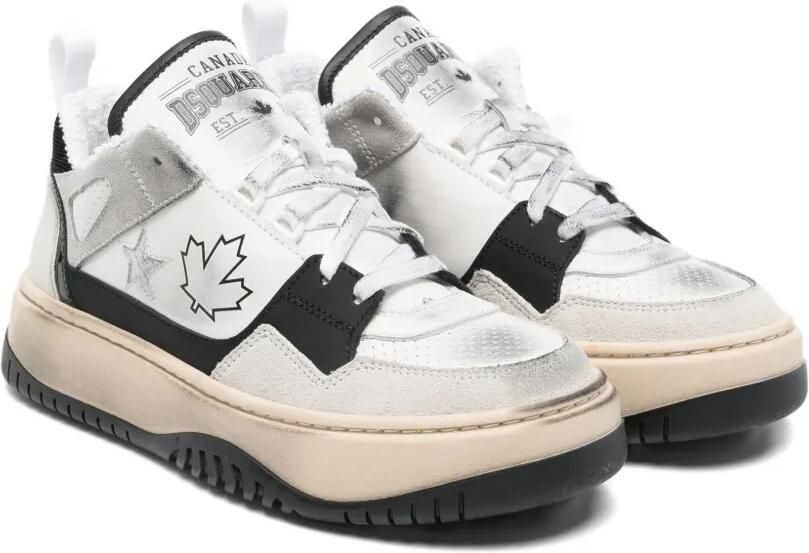 DSQUARED2 KIDS Sneakers met gerafelde afwerking Wit