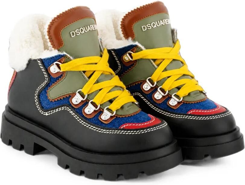 DSQUARED2 KIDS Sneakers met lammy afwerking en vlakken Zwart