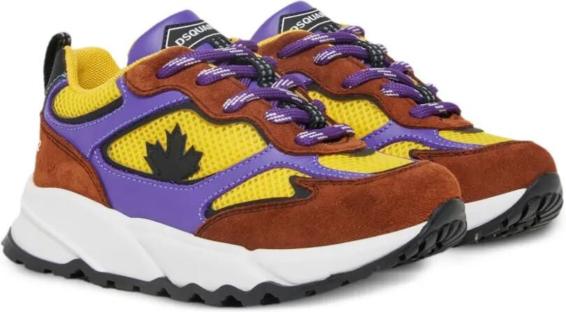 DSQUARED2 KIDS Sneakers met suède vlak en esdoornblad Bruin