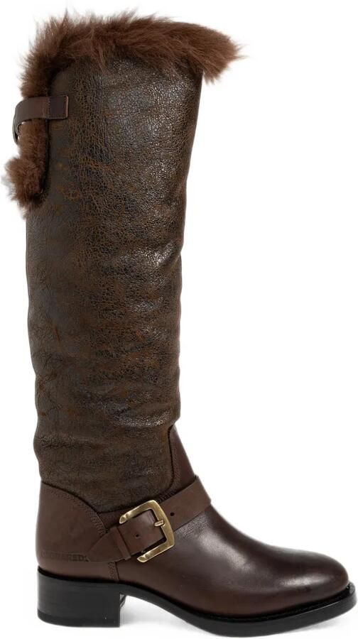 DSQUARED2 Laarzen van imitatiebont met gespdetail Bruin