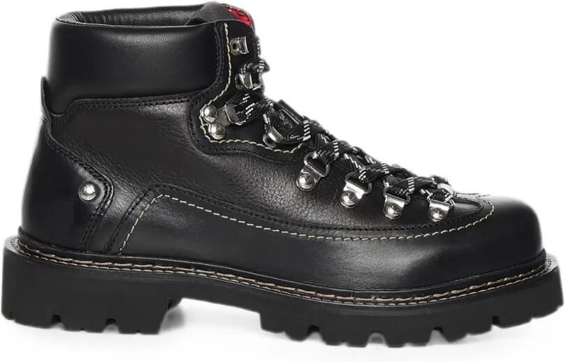 DSQUARED2 Leren enkellaarzen met veters Zwart