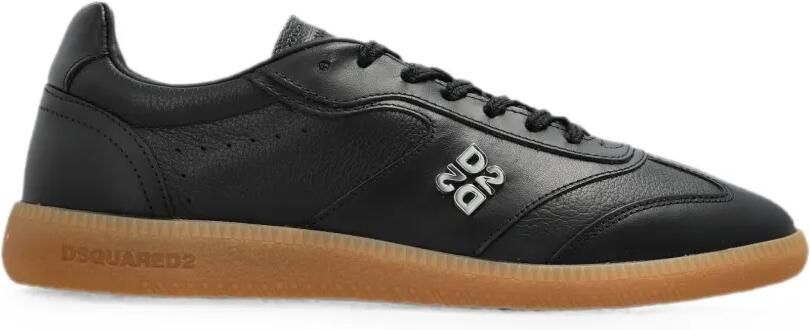 DSQUARED2 Leren sneakers met logoplakkaat Zwart