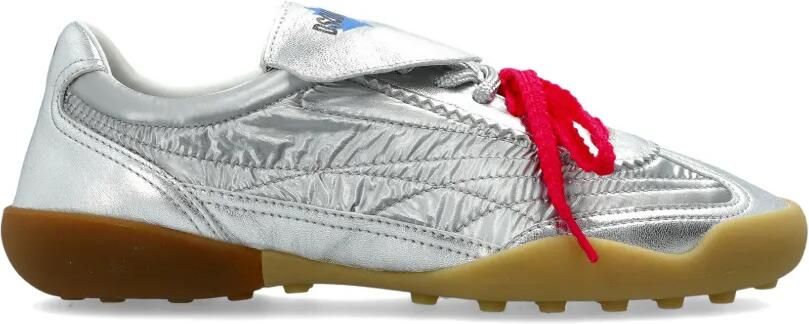 DSQUARED2 Leren sneakers met ruches Zilver