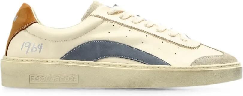 DSQUARED2 Leren sneakers met vlakken Beige