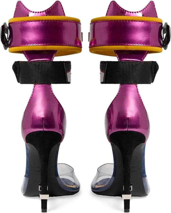 DSQUARED2 Metallic leren sandalen met klittenband Roze - Foto 3