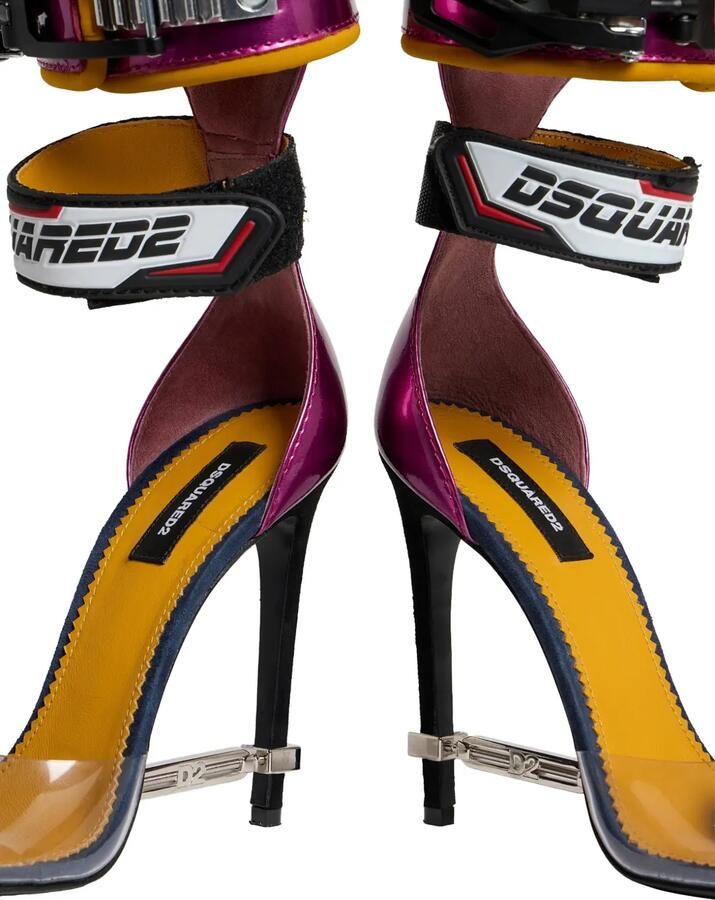 DSQUARED2 Metallic leren sandalen met klittenband Roze - Foto 4