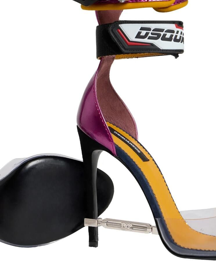 DSQUARED2 Metallic leren sandalen met klittenband Roze - Foto 2