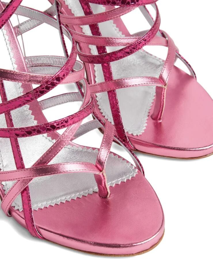 DSQUARED2 Metallic sandalen met bandjes en sleehak Roze - Foto 2