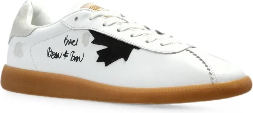 DSQUARED2 Rebel leren sneakers met esdoornblad-applicatie Wit - Foto 4