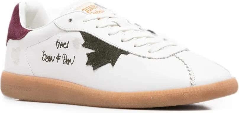 DSQUARED2 Rebel leren sneakers met esdoornblad Wit