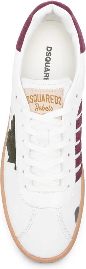 DSQUARED2 Rebel leren sneakers met esdoornblad Wit - Foto 3