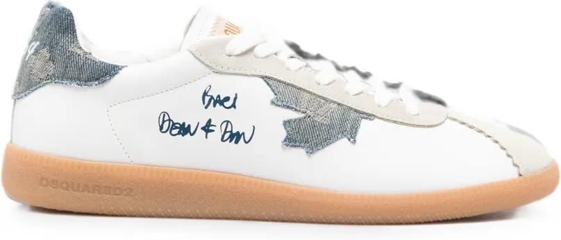DSQUARED2 Rebel sneakers met denim patch en logo-print Wit