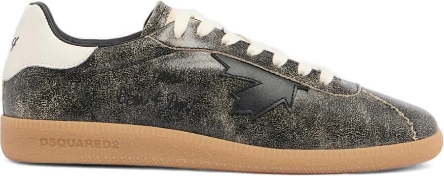 DSQUARED2 Rebels leren sneakers met gebarsten effect Grijs