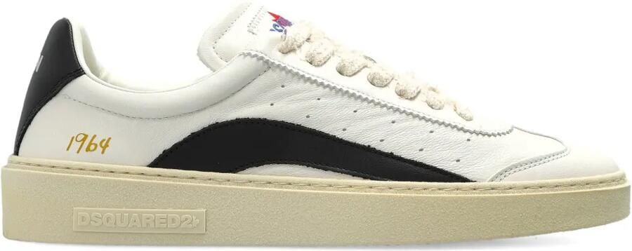 DSQUARED2 Rider geperforeerde gestreepte leren sneakers Wit