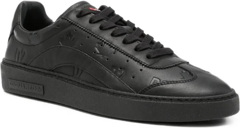 DSQUARED2 Rider leren sneakers met logo-reliëf Zwart