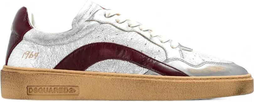 DSQUARED2 Rider leren sneakers met vlakken Zilver