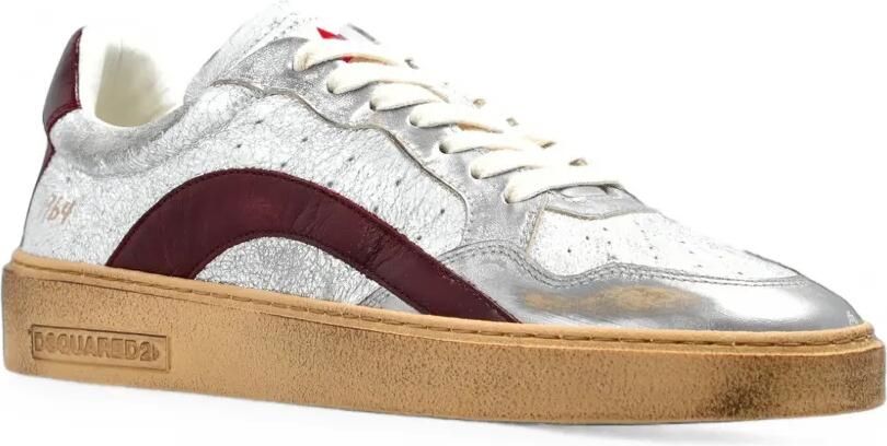 DSQUARED2 Rider leren sneakers met vlakken Zilver - Foto 4