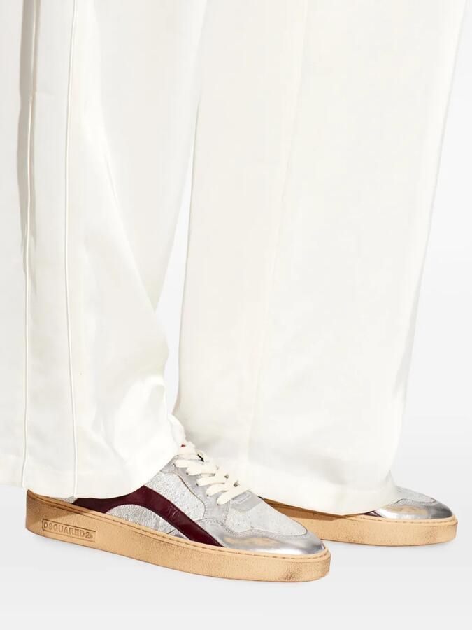 DSQUARED2 Rider leren sneakers met vlakken Zilver - Foto 2