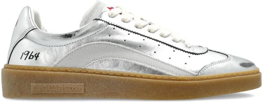 DSQUARED2 Rider metallic leren sneakers Zilver