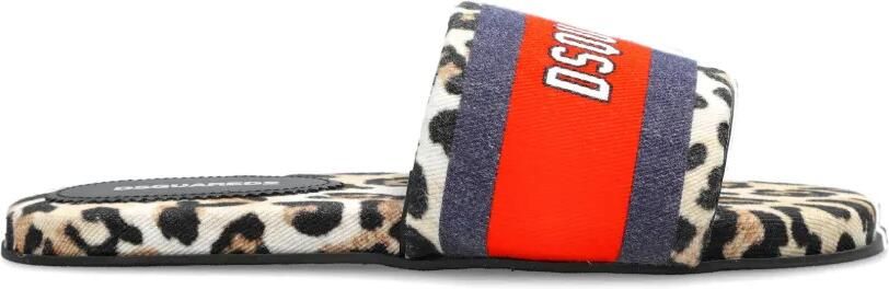 DSQUARED2 Sandalen met luipaardprint en logopatch Beige