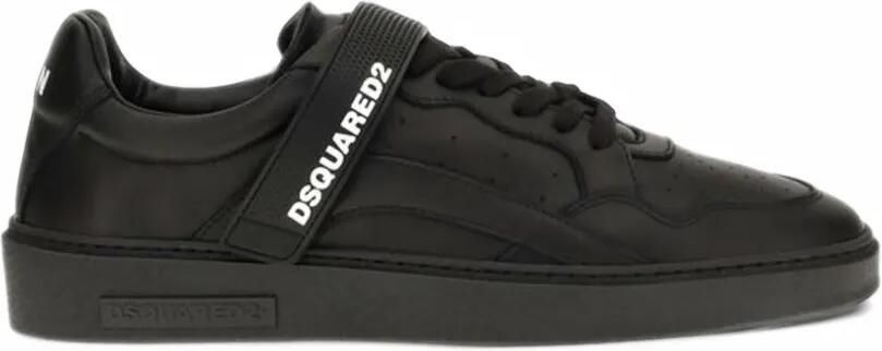 DSQUARED2 touch-strap leather sneakers Zwart