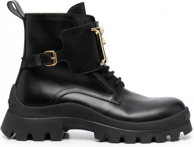 DSQUARED2 Enkellaarzen met logoplakkaat Zwart