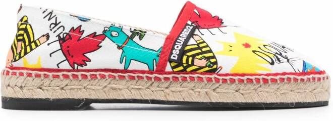 DSQUARED2 Espadrilles met logoprint Wit