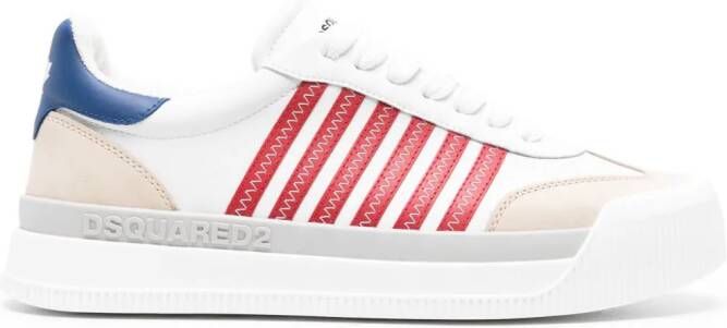 Dsquared2 Gestreepte leren sneakers Wit