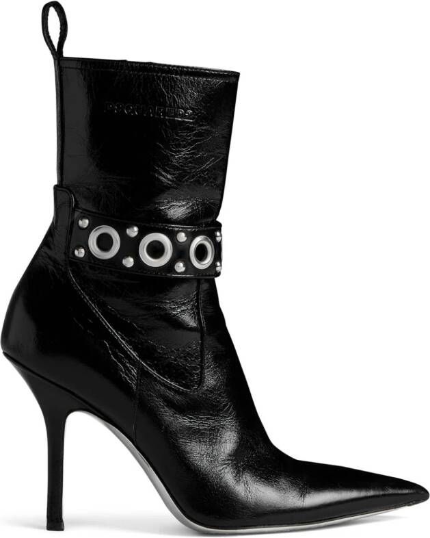 Dsquared2 Gothic leren enkellaarzen Zwart