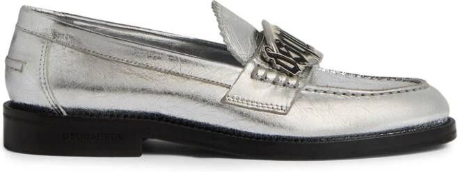 Dsquared2 Gothic metallic leren loafers Zilver