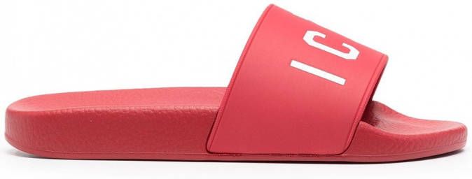 DSQUARED2 Icon slippers met print Rood