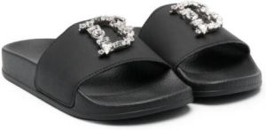 Dsquared2 Kids Slippers met logoplakkaat Zwart