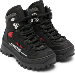 Dsquared2 Kids Enkellaarzen met logoprint Zwart