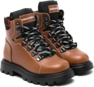 Dsquared2 Kids Enkellaarzen met veters Bruin