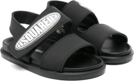 Dsquared2 Kids Leren sandalen met logo-applicatie Zwart