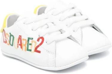 Dsquared2 Kids Leren sneakers met logoprint Wit