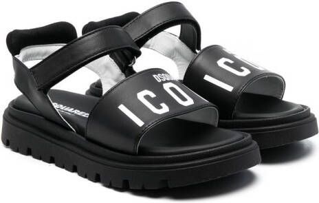 Dsquared2 Kids Sandalen met logoprint Zwart