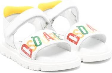 Dsquared2 Kids logo-print leather sandals Wit