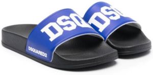 Dsquared2 Kids Slippers met logoprint Blauw