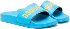 Dsquared2 Kids Slippers met logoprint Blauw
